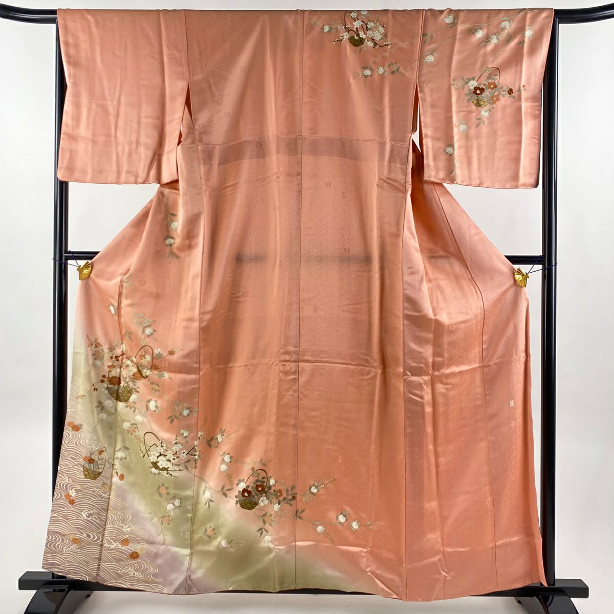 訪問着 身丈158.5cm 裄丈65.5cm M 袷 吾妻徳穂 落款あり 橘 桜
