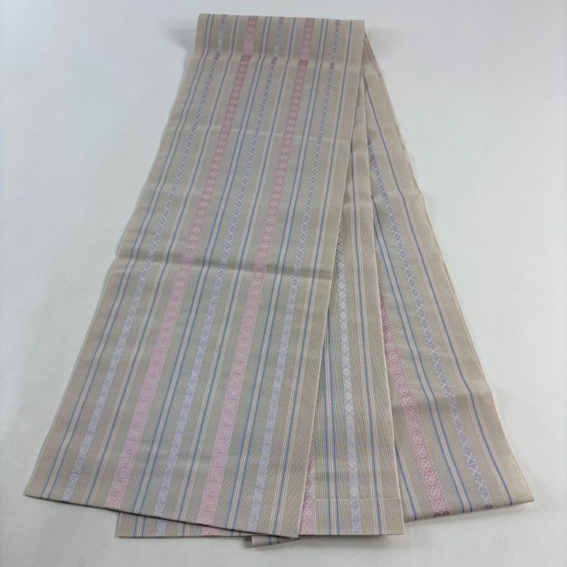 TY2反物 逸品 名古屋帯 証紙 博多織 縞 幾何学模様 クリーム 正絹 楽天市場】反物 逸品 名古屋帯 夏帯 証紙 博多織 縞 幾何学模様