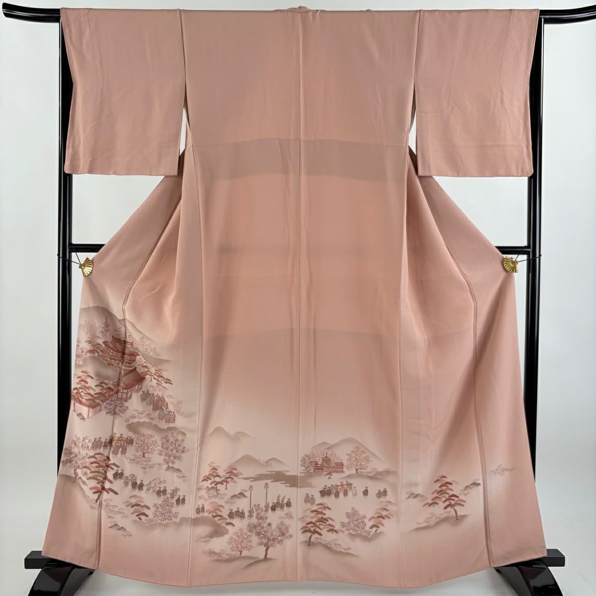 付下げ 身丈157cm 裄丈64cm M 袷 華文 草花 蘇州刺繍 ピンク 正絹 秀品