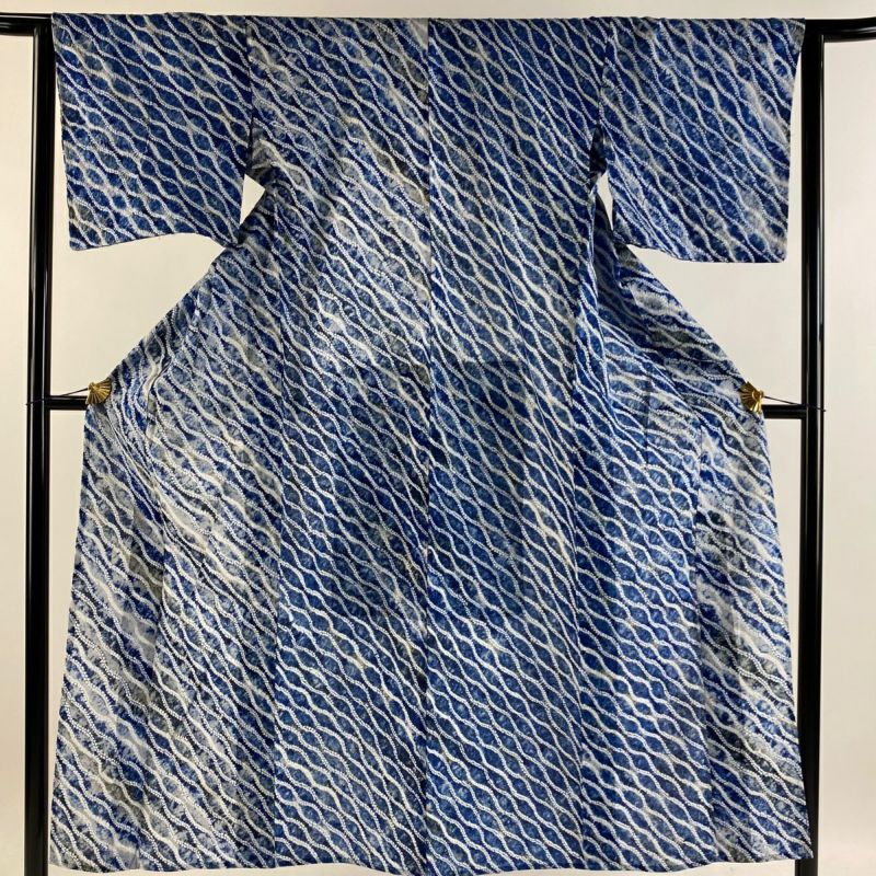 浴衣 身丈148.5cm 裄丈64.5cm M 絞り浴衣 立涌 藍色 正絹 美品 名品｜中古・古着・リサイクル着物通販｜バイセル オンライン