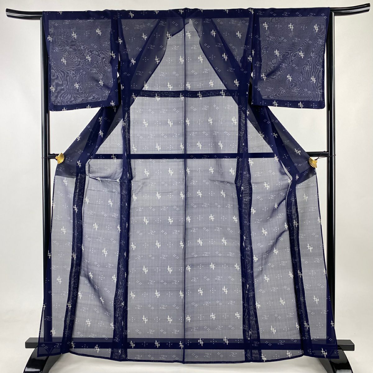 【美品】 紬 身丈161.5cm 琉球かすり 本場琉球 夏紬地 薄物 S 裄丈63.5cm 着物・浴衣