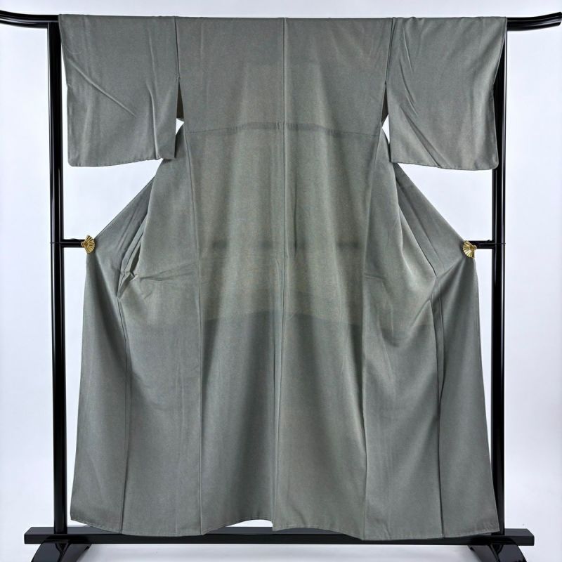 江戸小紋 身丈157cm 裄丈65cm M 袷 鮫 灰緑 正絹 秀品｜中古・古着