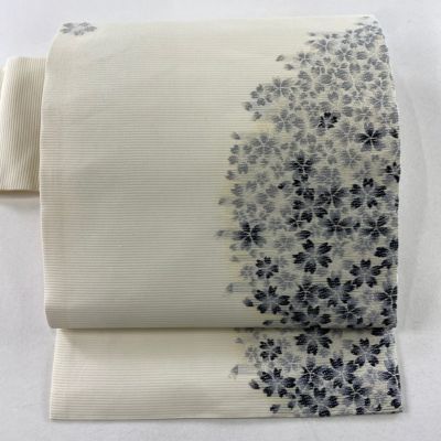 名古屋帯 美品 名品 夏帯 絽 桜 クリーム 正絹｜中古・古着