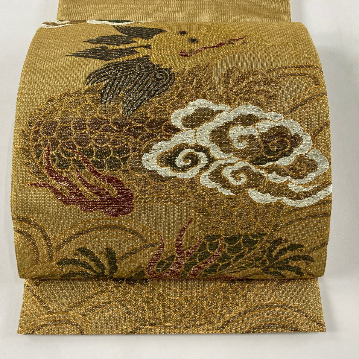 袋帯 正絹 金糸銀糸 黒地 菊に花 六通 U-4804 平和屋着物◎六通柄袋帯 吉祥花文 金銀糸 正絹 逸品 CAAS4223qe
