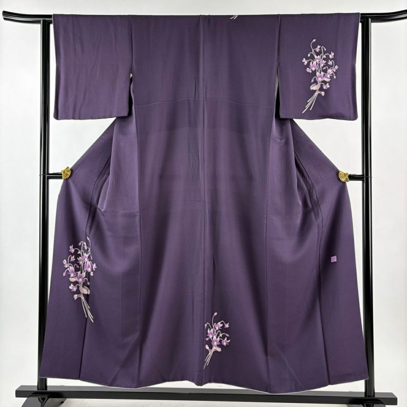 付下げ 身丈152cm 裄丈62cm S 袷 吉本大輔 やまと 落款あり 蘭 地紋