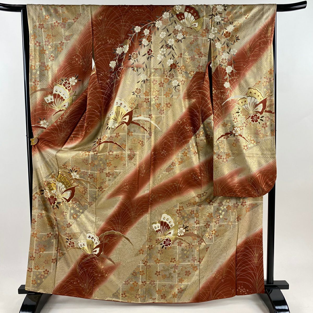 逸品 振袖8点フルセット 谷崎潤一郎の世界・落款あり　古典　金駒刺繍 成人式 振袖 身丈167.5cm 裄丈65cm M 袷 谷崎潤一郎の世界 落款あり 蝶 梅