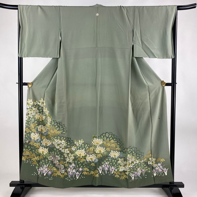 未使用 トールサイズ】色留袖 紋 五三桐 刺繍 正絹 袷 裄丈72 未使用 トールサイズ】色留袖 紋 五三桐 刺繍 正絹 袷 裄丈72