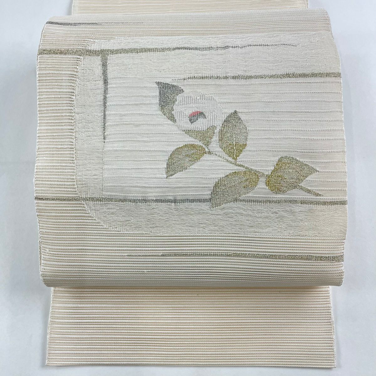 袋名古屋帯 秀品 飛鶴 刺繍 金銀糸 クリーム 正絹|中古・古着 袋名古屋帯 秀品 飛鶴 刺繍 金銀糸 クリーム 正絹|中古・古着