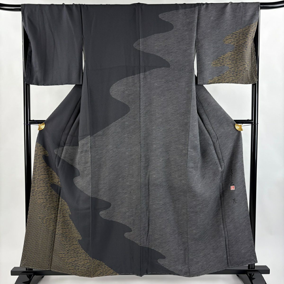 小紋(袷) (あさい青仁 落款 松竹梅吹寄せ紋様)