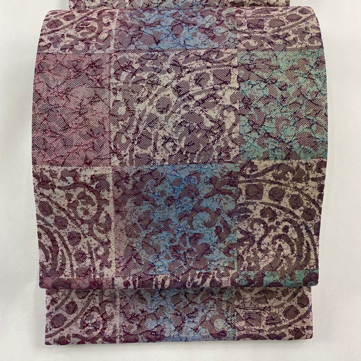 美品 銀地に花丸紋様 唐草 ピンク ブルー 正絹 袋帯 二重太鼓 作り帯 楽天市場】作り帯 お太鼓（カラーシルバー）（帯｜和服