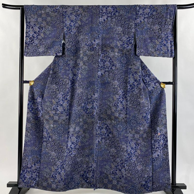 美品】 小紋 身丈161cm 裄丈63cm S 袷 二代目 更甚 落款あり