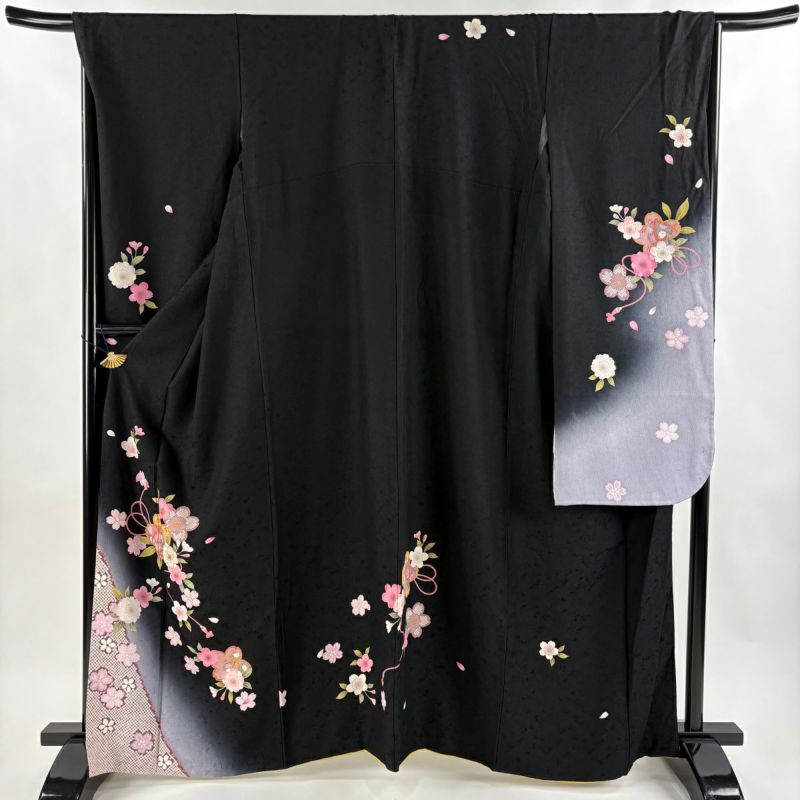 振袖単品⑨ 成人式　豪華振袖　黒地　金通し　花々と金彩　ロング身丈　裄長 楽天市場】【成人式 振袖 レンタル】RS1359 正絹 黒 豪華金彩