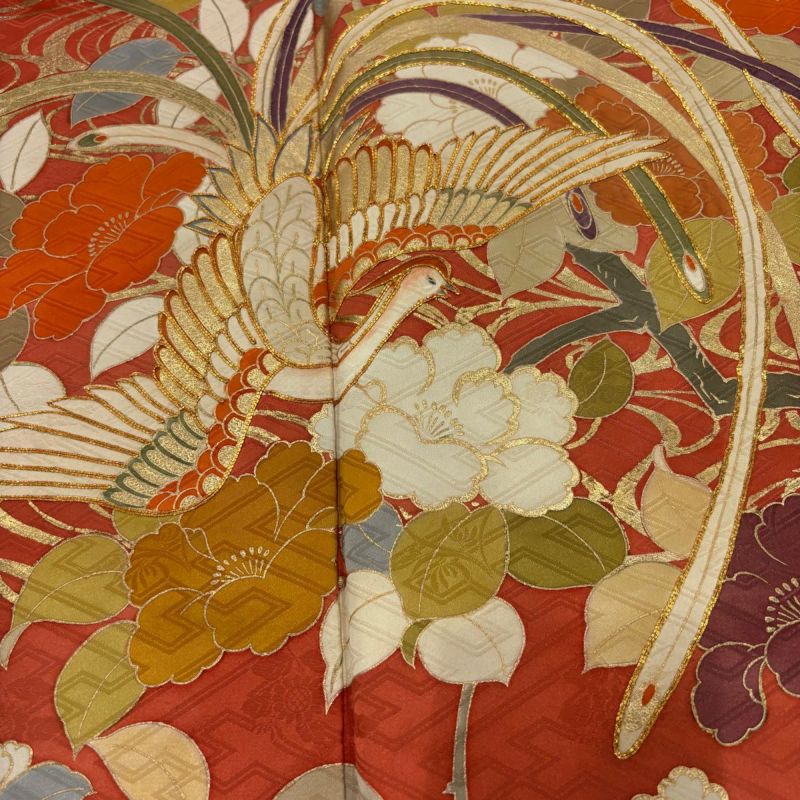 最安挑戦！ 振袖 身丈169.5cm 裄丈66.5cm M 袷 鳳凰 草花 金彩 金糸 着物・浴衣