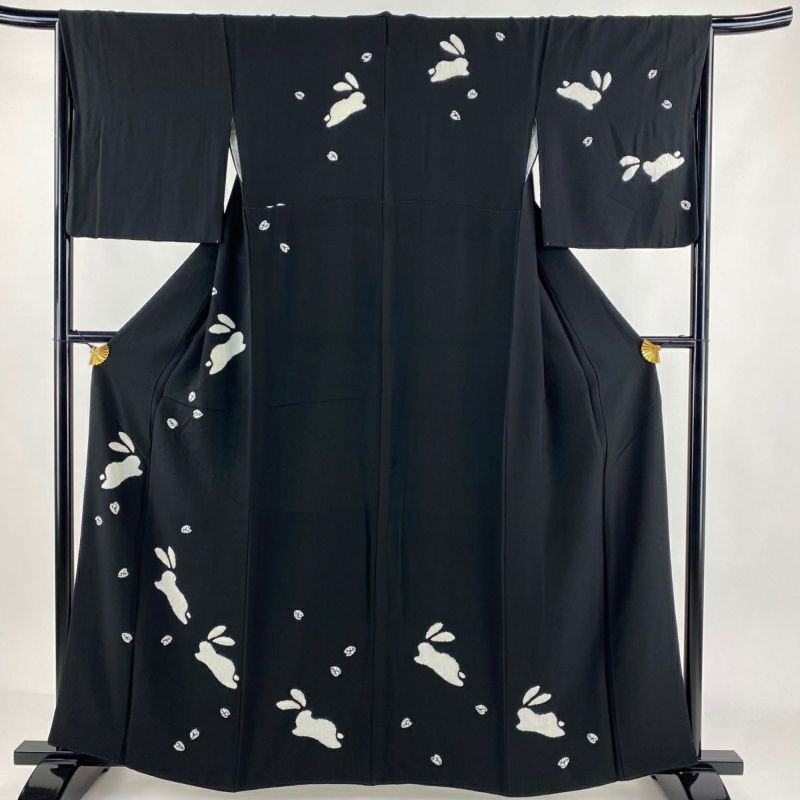 裄長】訪問着 袷 しだれ桜に扇 観世水文織出し 絞り 金彩 刺繍