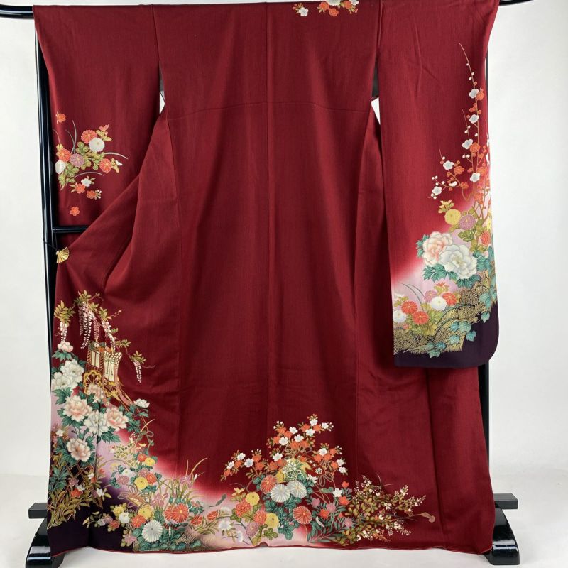 着物 振袖 正絹 身丈171cm 仕付け糸付き 美品（中古 色無地 一つ