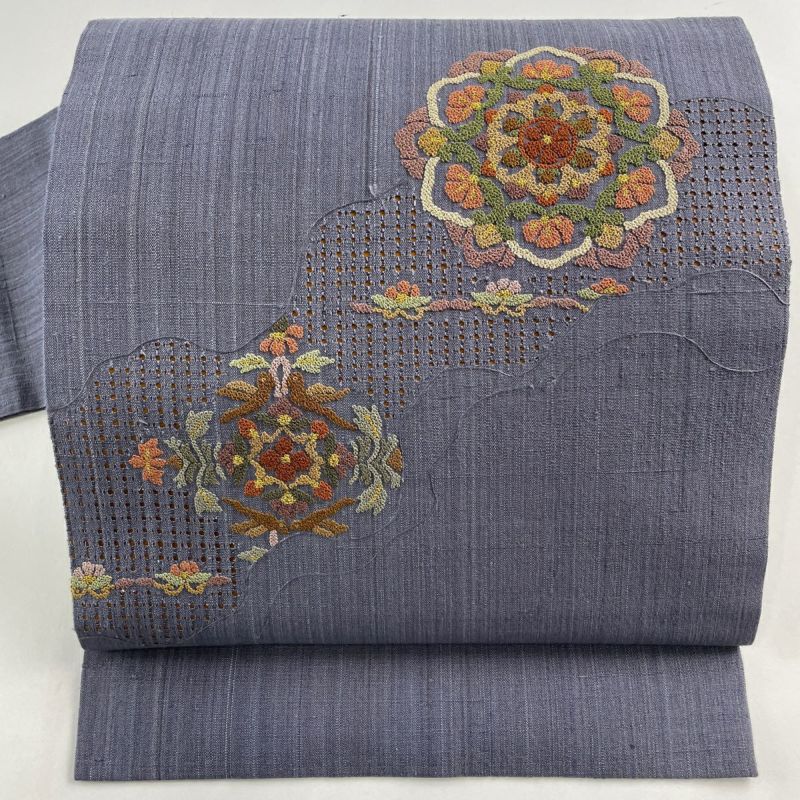 八寸名古屋帯・紬地に草花／未使用同等の超美品！ | SELECT