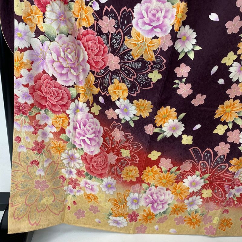 振袖フルセット 身丈165.5裄68.5 豪華振袖 金彩 熨斗花蝶文 逸品