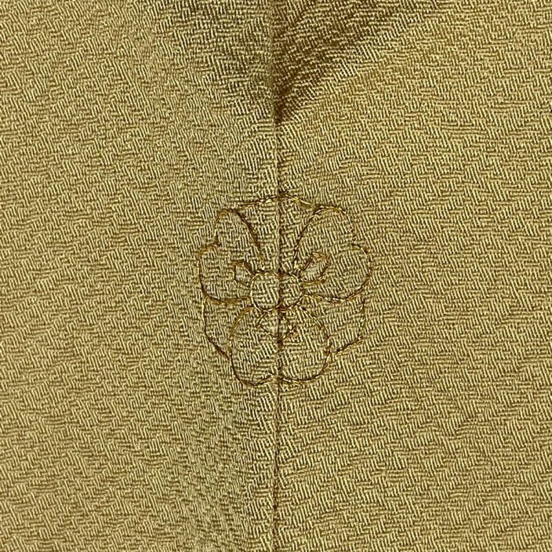 付下げ 袷 正絹 部分絞り 豆がら茶色 草花刺繍 身丈163裄66.5