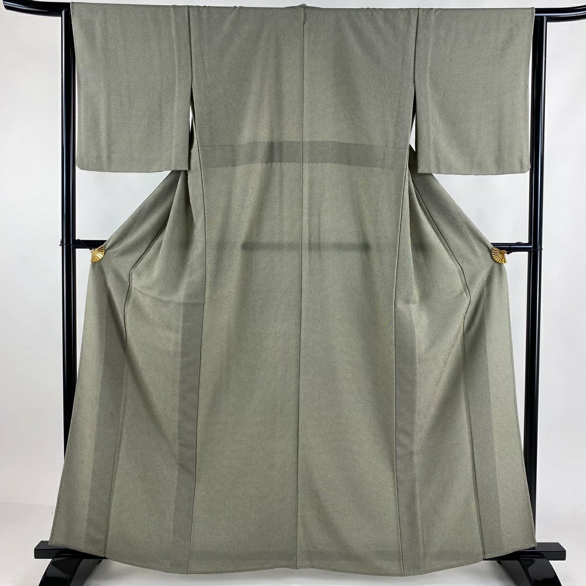 江戸小紋 身丈168cm 裄丈67.5cm L 単衣 花菱 薄緑 正絹 名品