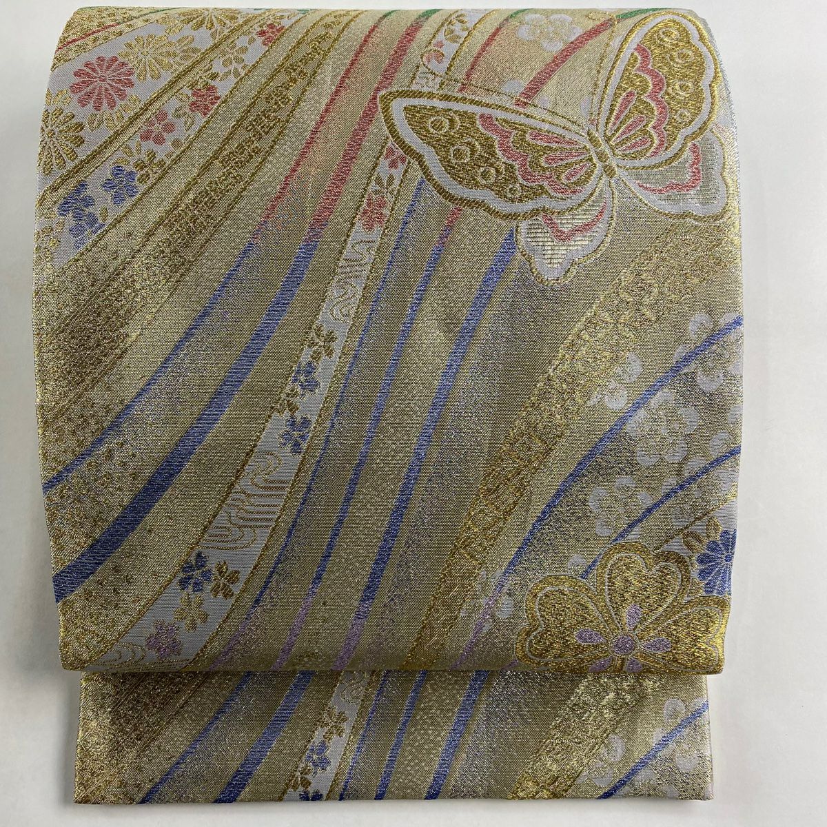 納得できる割引 30%OFF 袋帯 秀品 蝶 桜 箔 金色 六通 正絹 K30｜中古・古着 着物・浴衣