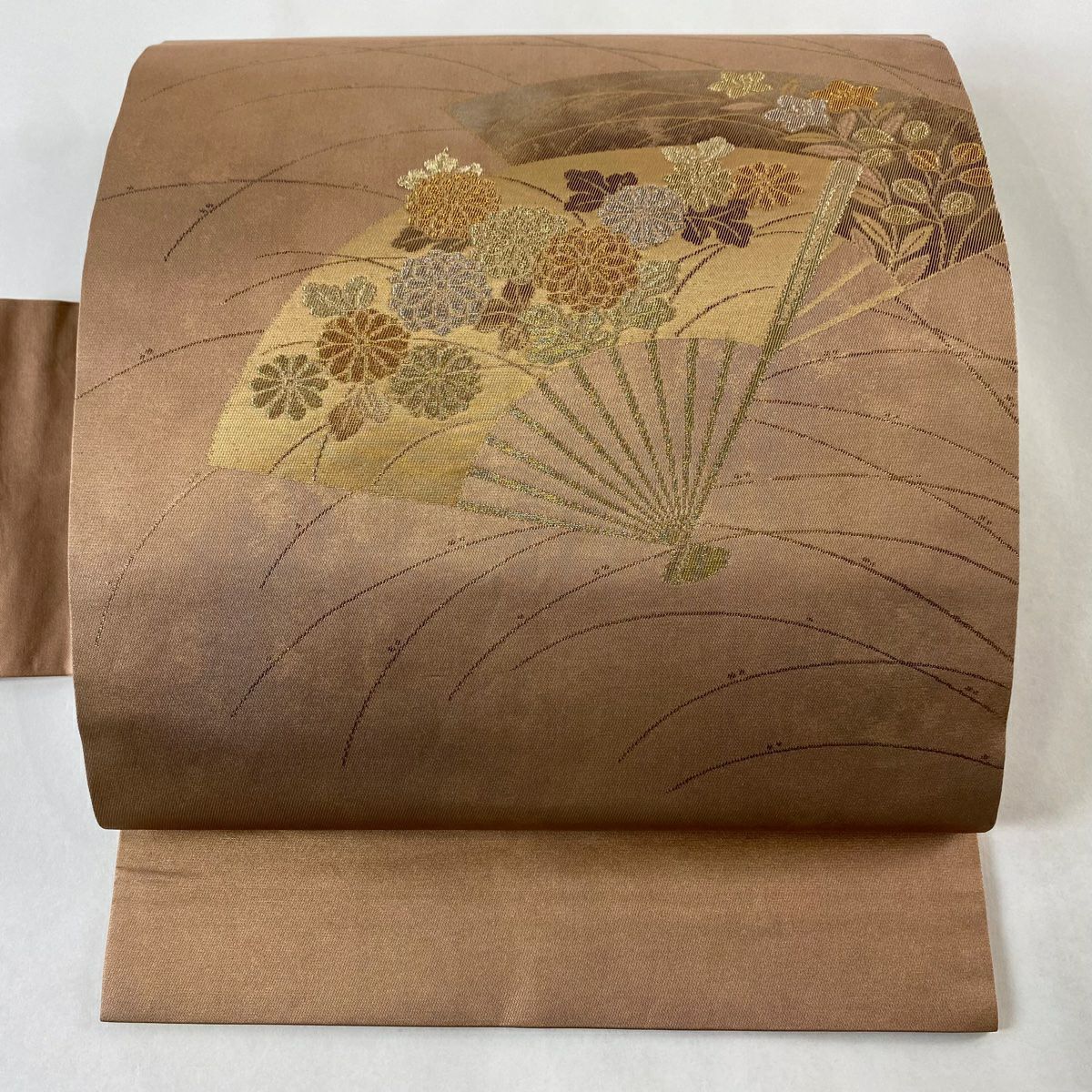 夏帯美品紗ベージュ菱文様名古屋正絹(中古) 夏帯美品紗ベージュ菱文様名古屋正絹(中古)