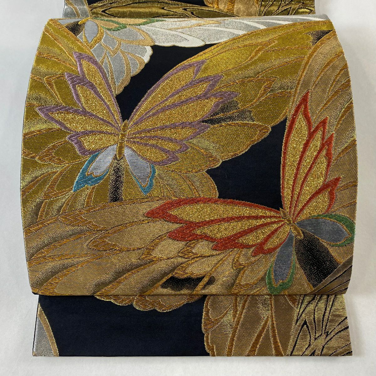 在庫一掃】 袋帯 美品 秀品 華文 芝 唐織 金銀糸 灰紫 六通 正絹