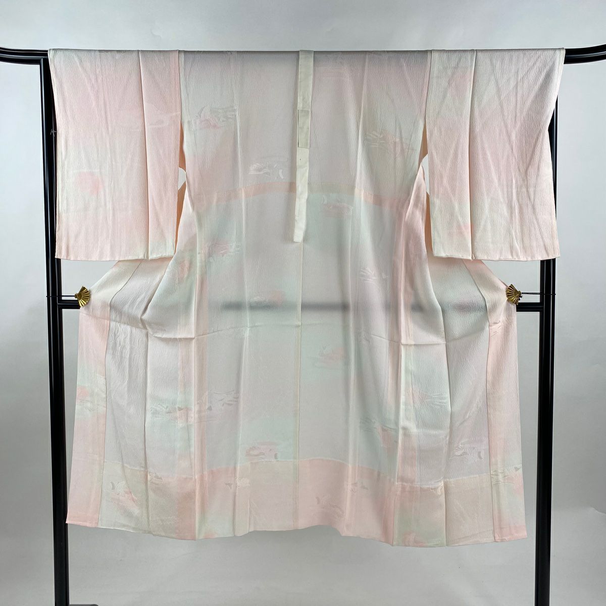 長襦袢 身丈130.5cm 裄丈69cm L 地紋 青灰色 正絹 美品 秀品