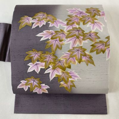 名古屋帯 秀品 花唐草 名乗っ 金銀彩 金色 正絹 【中古】
