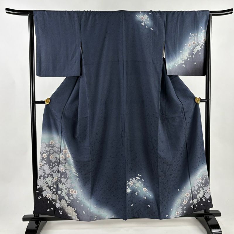 美品】 付下げ 身丈158cm 裄丈65cm M 袷 桜 シルエット 金糸 ぼかし