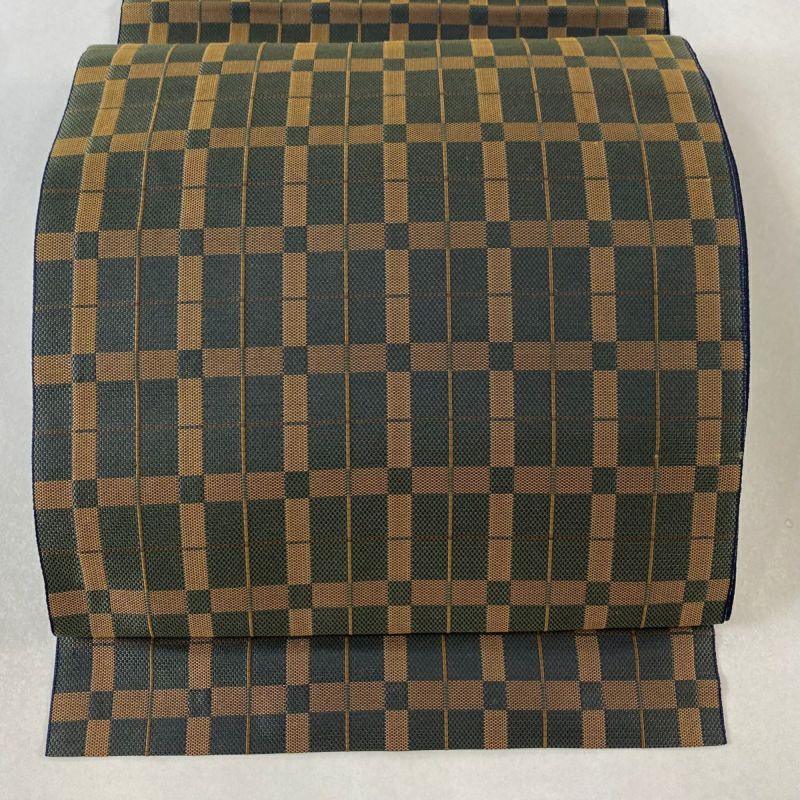 3-39 名古屋帯 八寸 美品 正絹 着物 松葉仕立て 全通 明綴れ ヒゲ