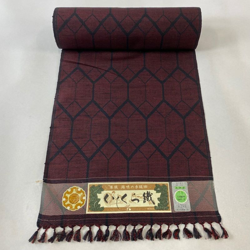 反物 秀品 紬 証紙有り 亀甲 赤黒 正絹｜中古・古着・リサイクル