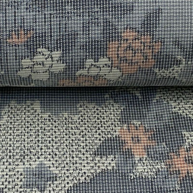 反物 秀品 紬 証紙有り 草花 雲文 青灰色 正絹｜中古・古着