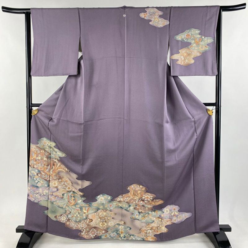 訪問着 着物 中古 正絹 紋付き 大彦 身丈162cm M A1056-7