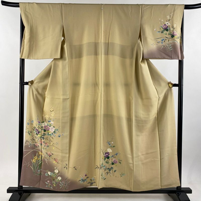 付下げ 身丈155.5cm 裄丈67.5cm L 袷 椿 草花 染め分け ぼかし