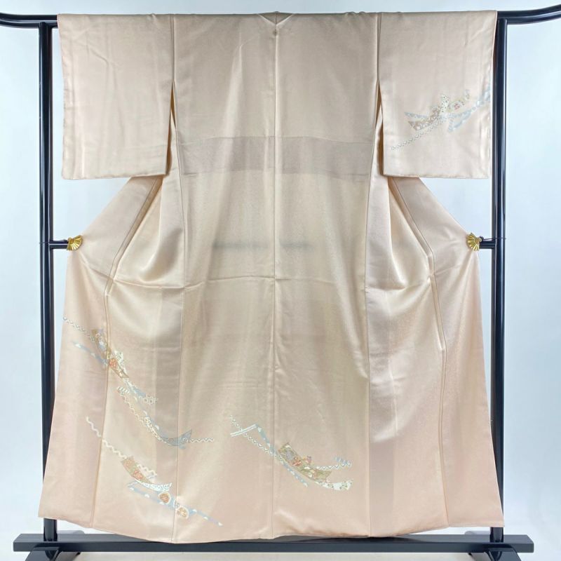 付下げ 未使用品 但馬縮緬 残布 しつけ糸 バチ衿 椿 桜 菊 NK-1165