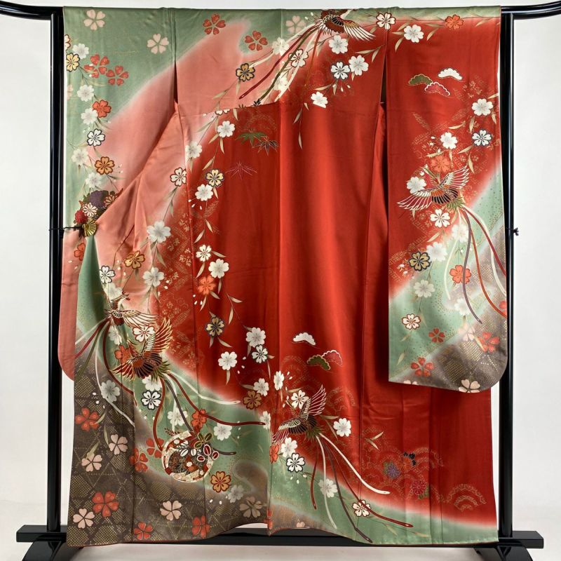 振袖 身丈156.5cm 裄丈62.5cm S 袷 鳳凰 枝垂桜 金糸 金彩