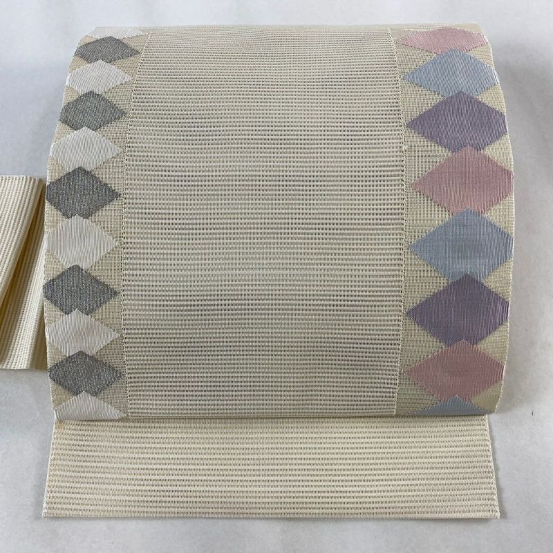 夏物 八寸名古屋帯 絽 絽刺し 絽綴れ 正絹 お太鼓柄 刺繍 金糸