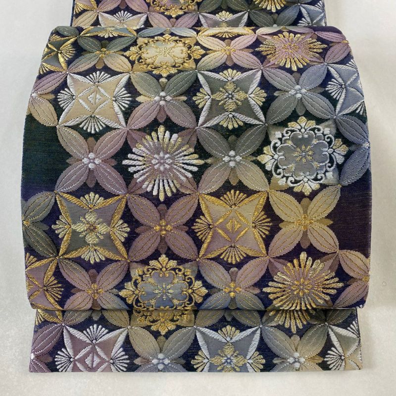 袋帯 美品 逸品 じゅらく 落款あり 証紙あり 金華山織 若松菱