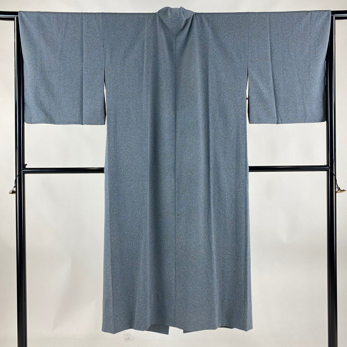 道中着 身丈103cm 裄丈65cm M 和装コート 着物衿 横縞 灰茶 正絹 美品  