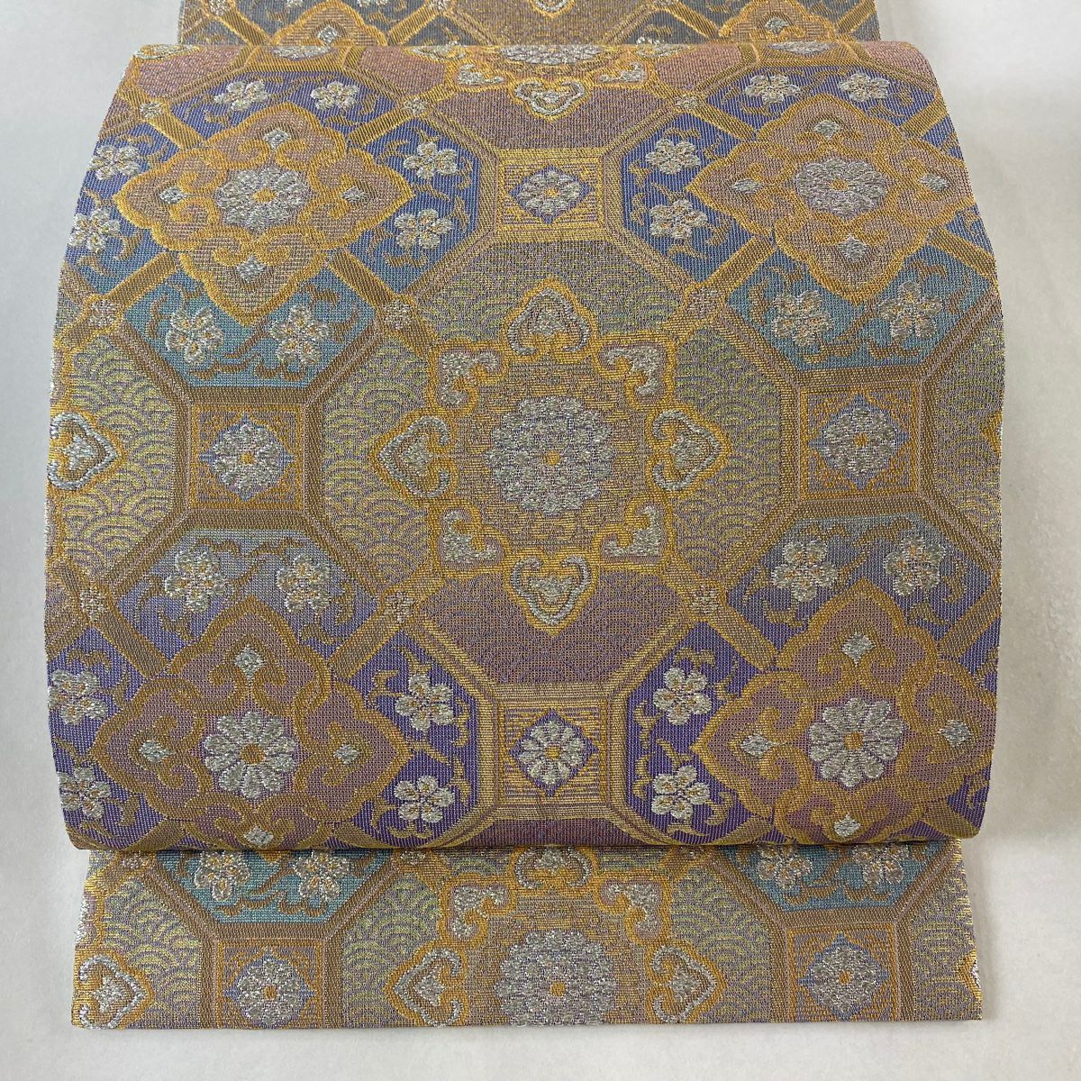 袋帯 逸品 華文 蜀江華文 金糸 刺繍 よもぎ色 全通 正絹｜中古