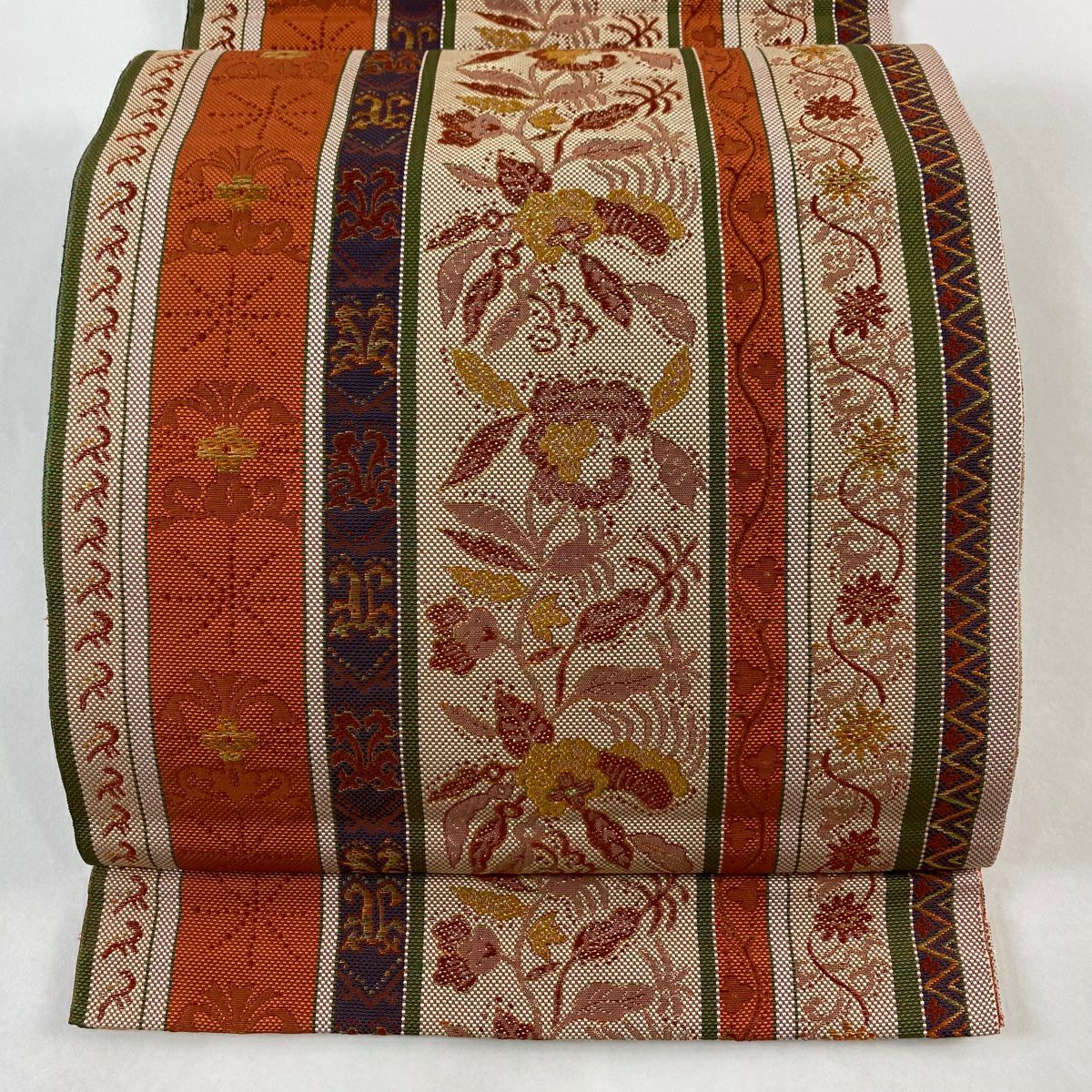名古屋帯 美品 優品 華文 花 オレンジ 正絹|中古・古着 名古屋帯 美品 優品 華文 花 オレンジ 正絹|中古・古着