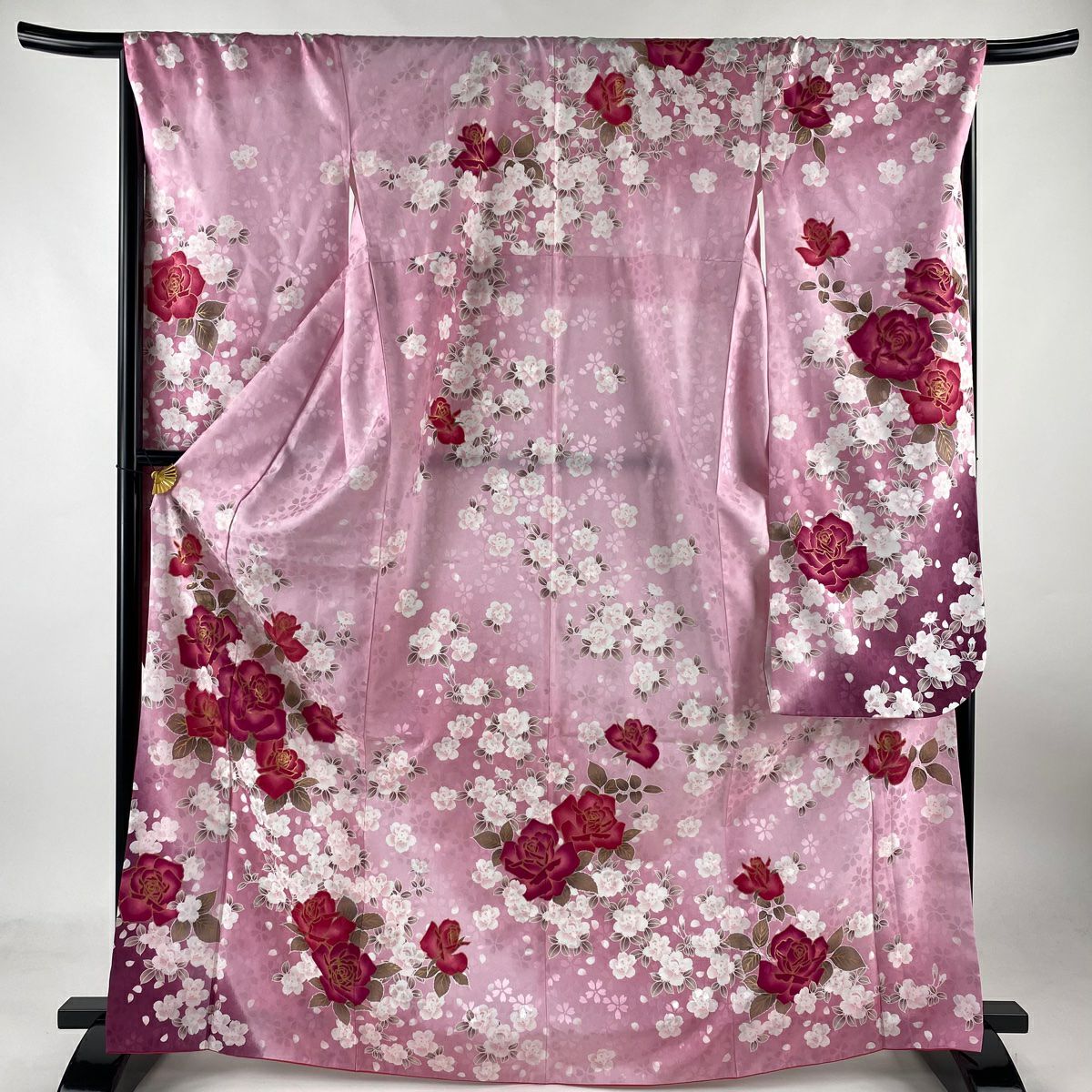【MURASAKI】2点セット 小紋 身丈166cm 裄丈67cm M 袷 うさぎ 桜 金彩 濃紫 正絹 名品