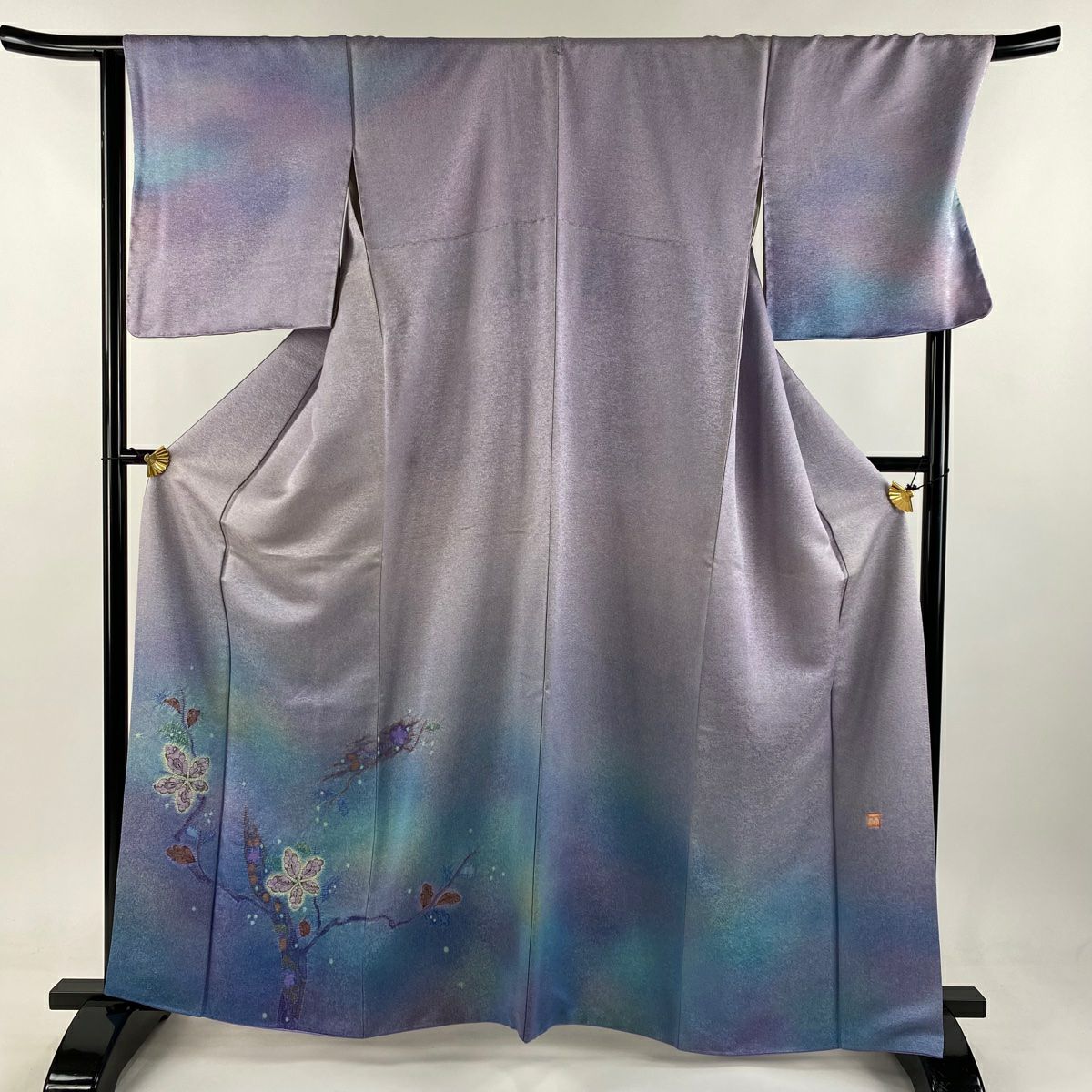 色留袖 袷 久保田一竹 工房 グリーン 辻が花 裄65.5 Ｍ～Ｌ 中古 sn2 色留袖 袷 久保田一竹 工房 グリーン 辻が花 裄65.5 M～L 中古 sn2