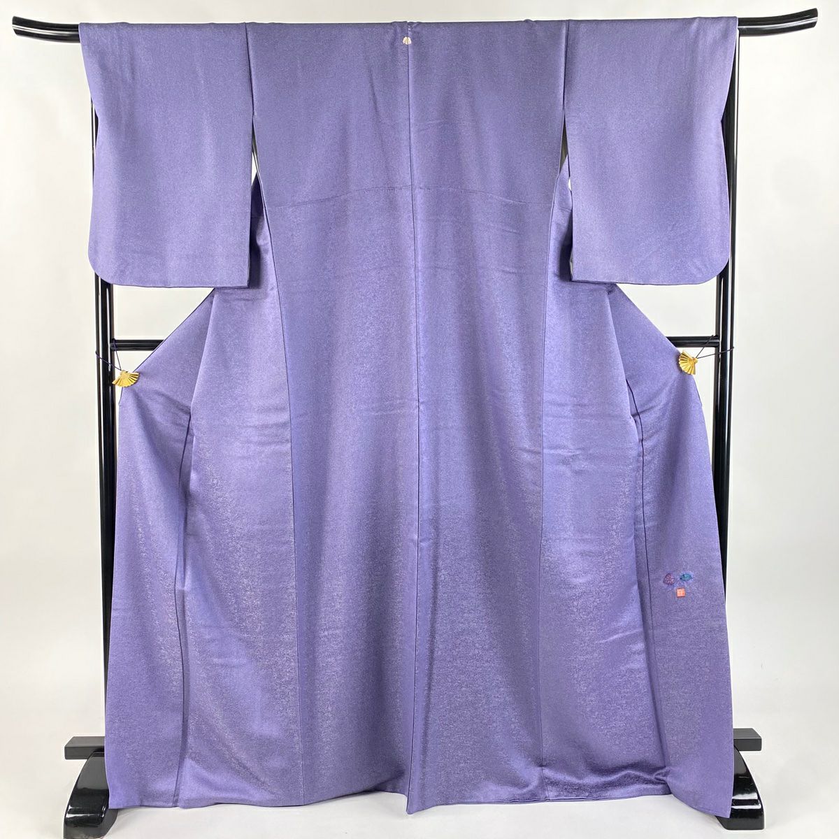 色無地 身丈168cm 裄丈67cm M 袷 久保田一竹工房 落款あり 地紋 金通し