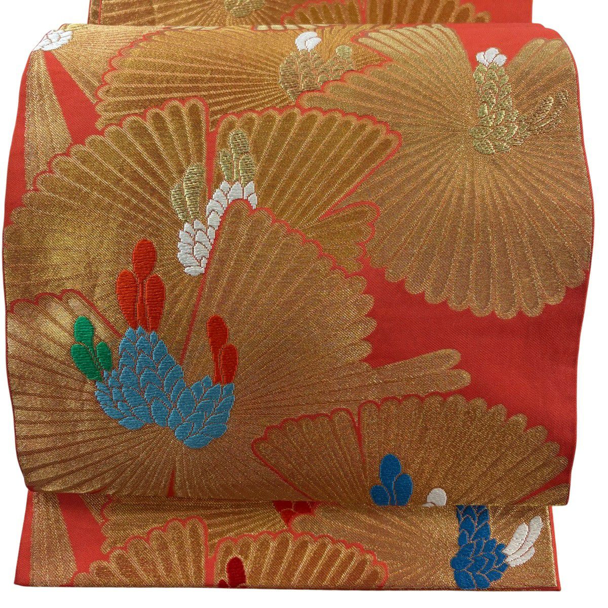 美品】 袋帯 秀品 川島織物 落款あり 花唐草 華文 箔 金糸 薄茶色 六通