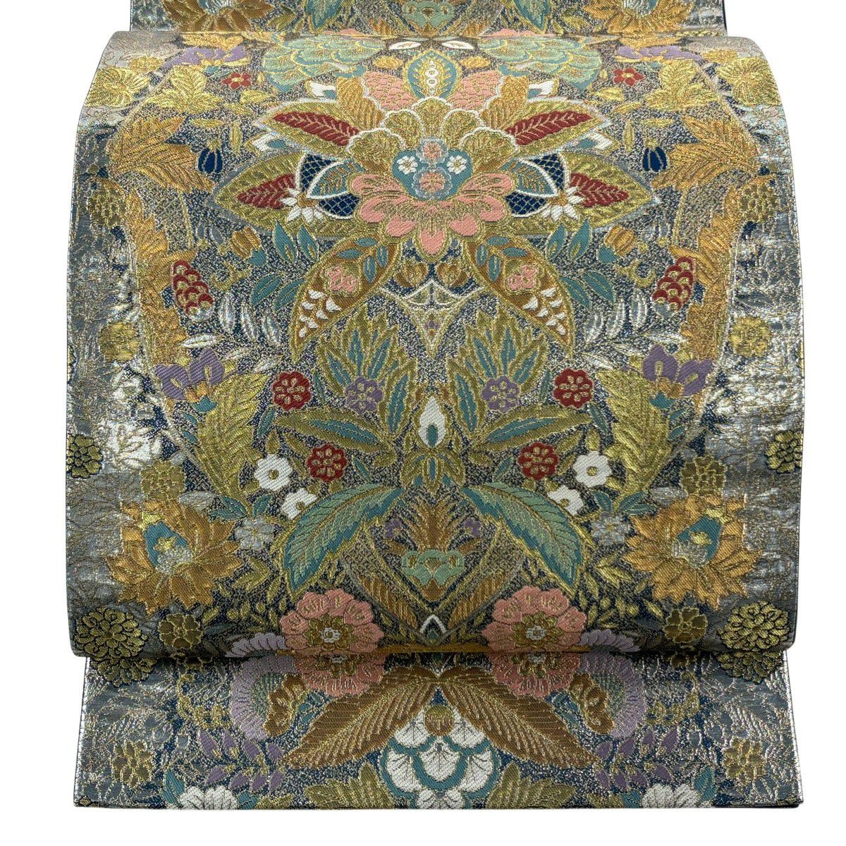 美品】 袋帯 秀品 辻が花柄 霞 金銀糸 箔 深緑 六通 正絹｜中古・古着