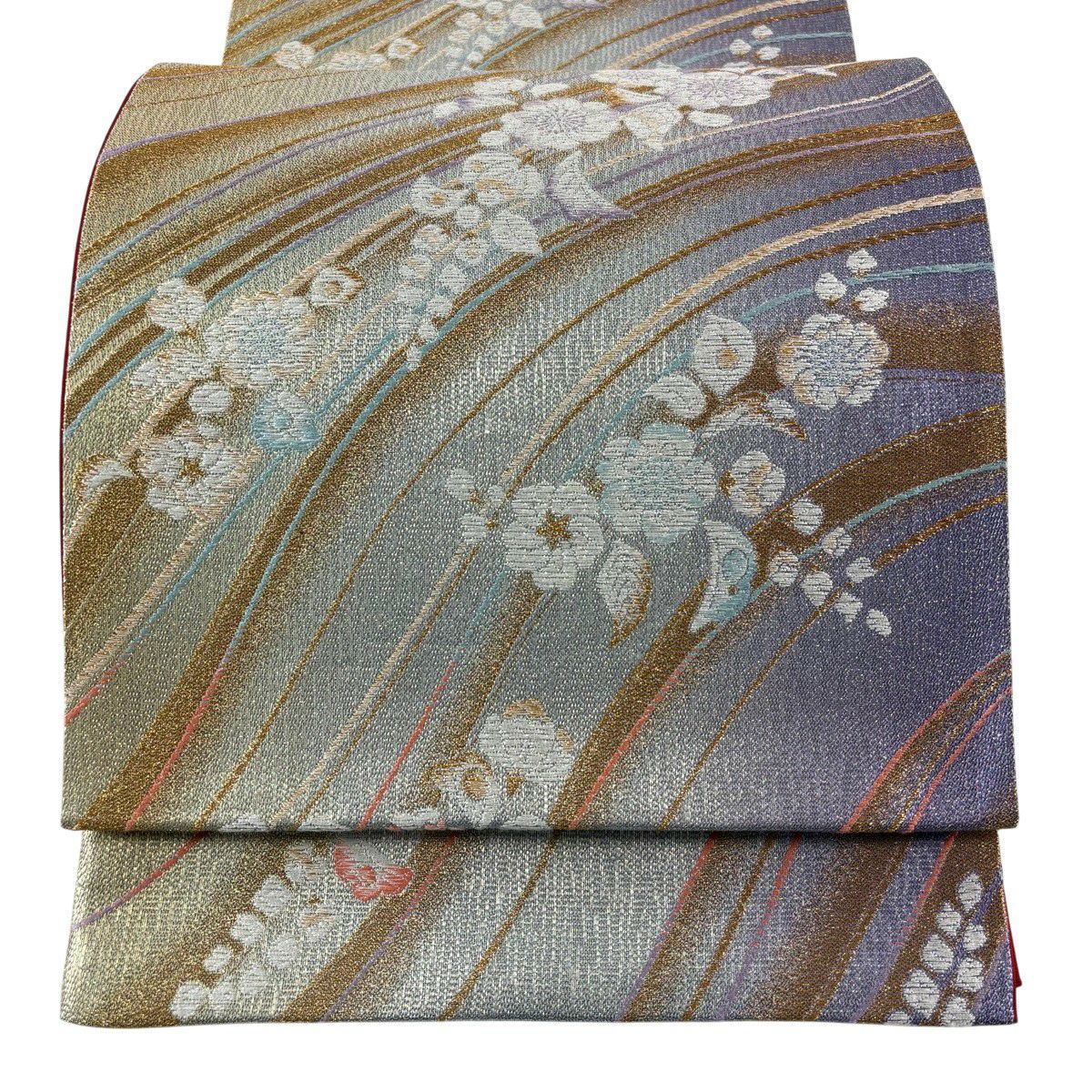 美品】 袋帯 秀品 華文 青海波 金銀糸 箔 薄緑 六通 正絹｜中古・古着