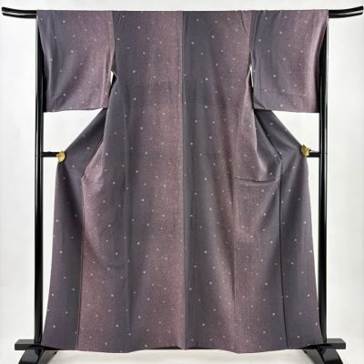 美品】 小紋 身丈158.5cm 裄丈65.5cm M 袷 梅 紫 正絹 秀品｜中古