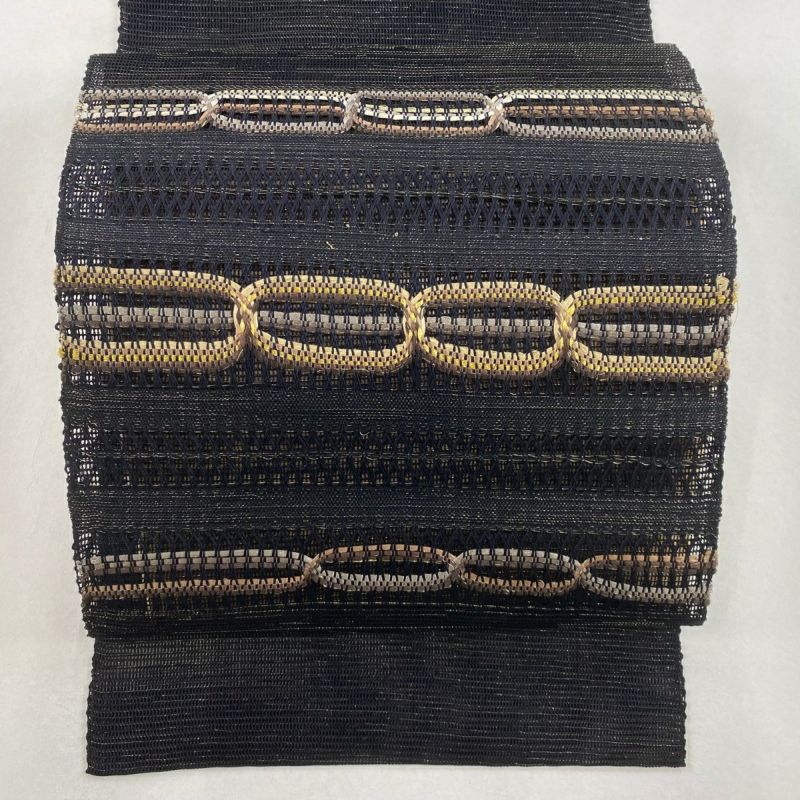 名古屋帯 美品 名品 夏帯 絽 八寸名古屋帯 松葉仕立て 幾何学