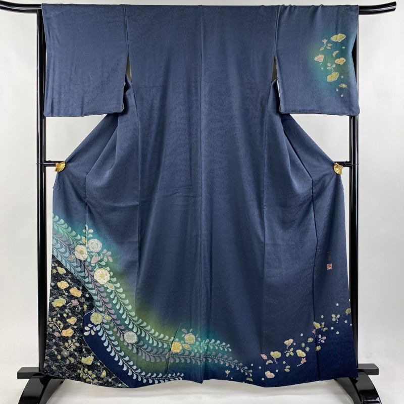 専用 訪問着 吉乃一廉 辻が花 絞り 藤色 水色 身丈158.5cm お洒落